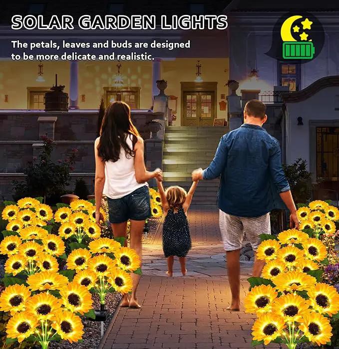 Solar Lights Outdoor Garden Decor,4 Pack with 24 Sunflower Lights,Solar Flowers Lights Waterproof,Sunflowers Gifts for Mom Women Grandma Birthday,Decorative Stakes Lights for Landscape Yard Patio Lawn by GreenHaven Gardens