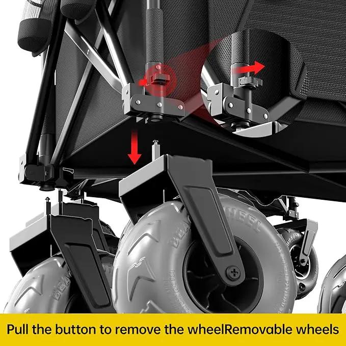 DXZ Beach Wagon Cart with Big Wheels for Sand – Folding Collapsible Wagon, Heavy Duty Wagons Carts Foldable for Beach, Camping, Outdoor Gear, Easy Setup Black Grey by GreenHaven Gardens