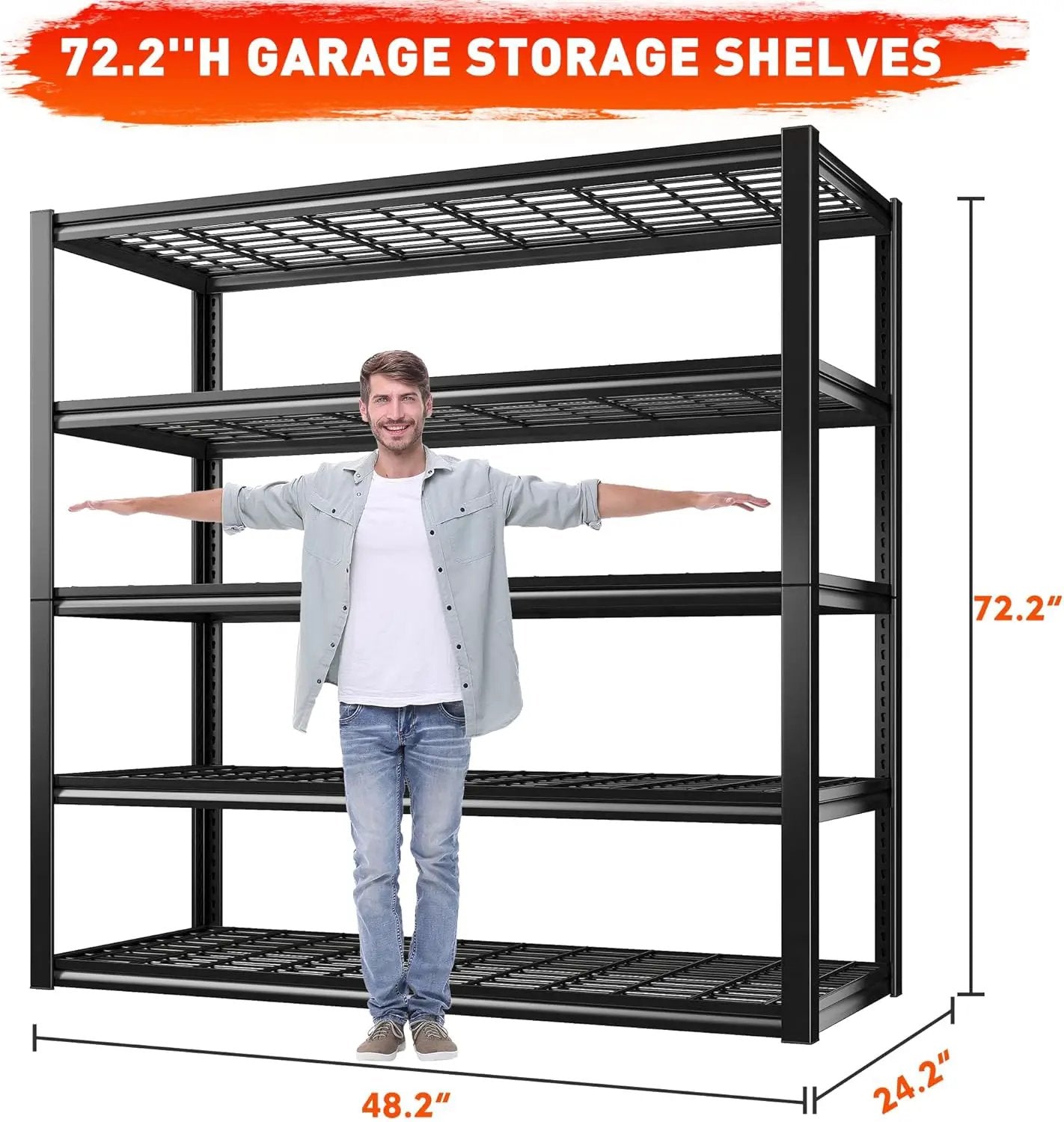 REIBII 48.2''W Garage Shelving Heavy Duty Metal Shelving 3000LBS Storage Shelves Adjustable Metal Shelves Industrial Garage Shelf for Warehouse Basement, 3 Pack by GreenHaven Gardens