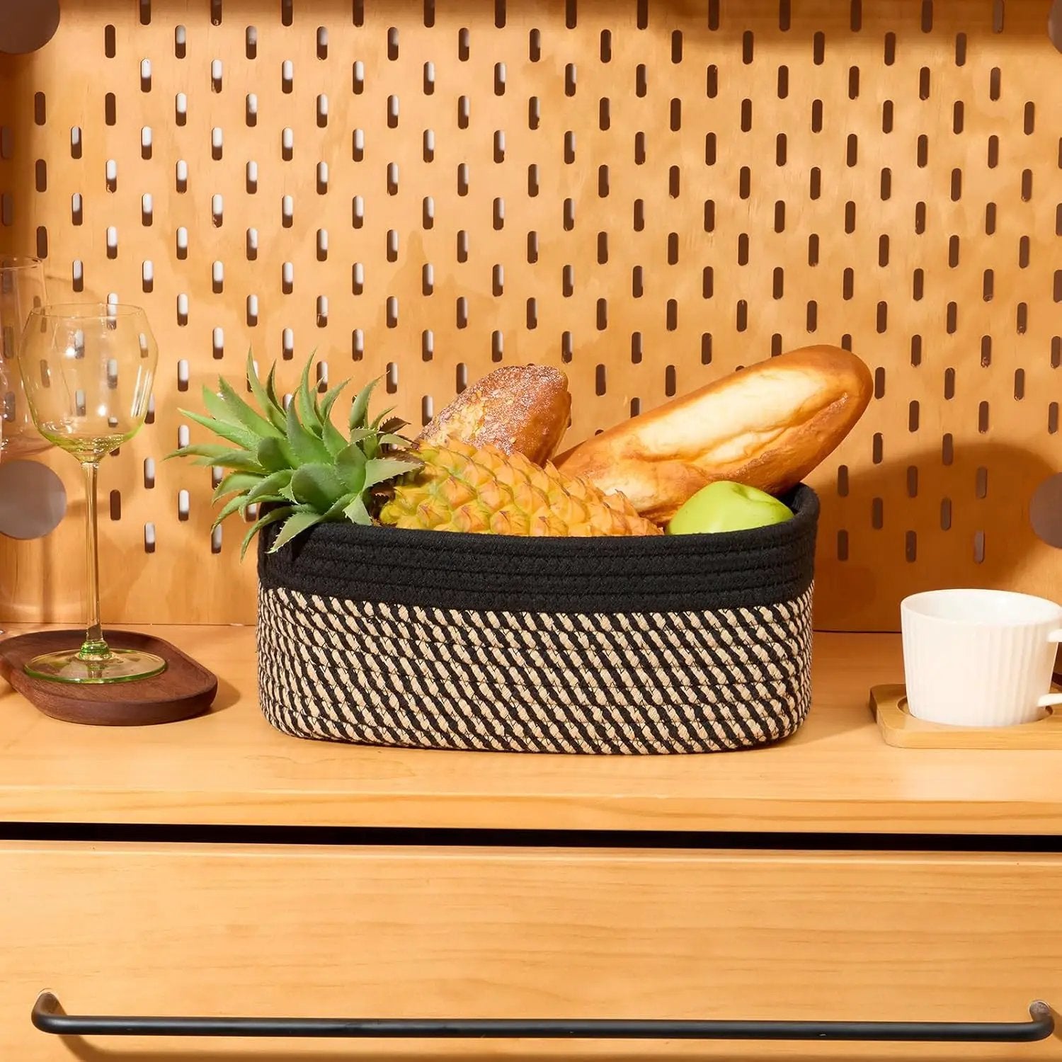 Small Storage Baskets for Organizing | Closet Organizer Bins | Shelf Toy Basket | Woven Rope Baskets | Cube Decorative Box | Shallow Basket | 11.5x7.5x4.7” | 4 Packs Black Brown by GreenHaven Gardens