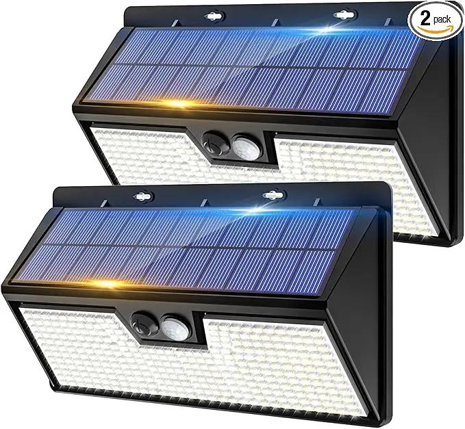 Large Solar Motion Lights Outdoor, 318 LED Super Bright Shed Lights with 3 Lighting Mode, IP65 Waterproof Solar Bar Light, Great for Outside Wall Yard Chicken Coop Garden - 2 Pack by GreenHaven Gardens