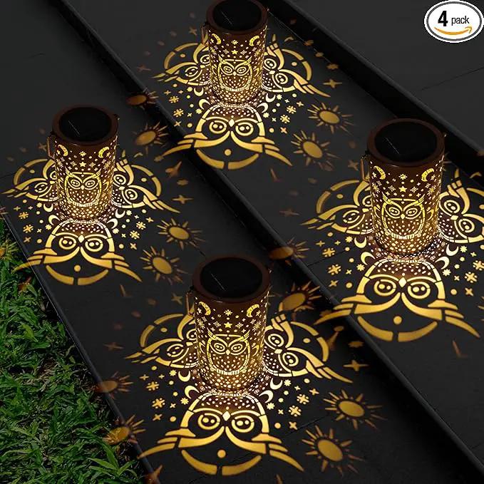 VIHOSE 4 Pack Owl Solar Lanterns Owl Solar Lights Outdoor Garden Waterproof Lights Hanging Garden Decor for Patio Yard Deck Porch Balcony Lawn Gardening Decoration Gifts by GreenHaven Gardens