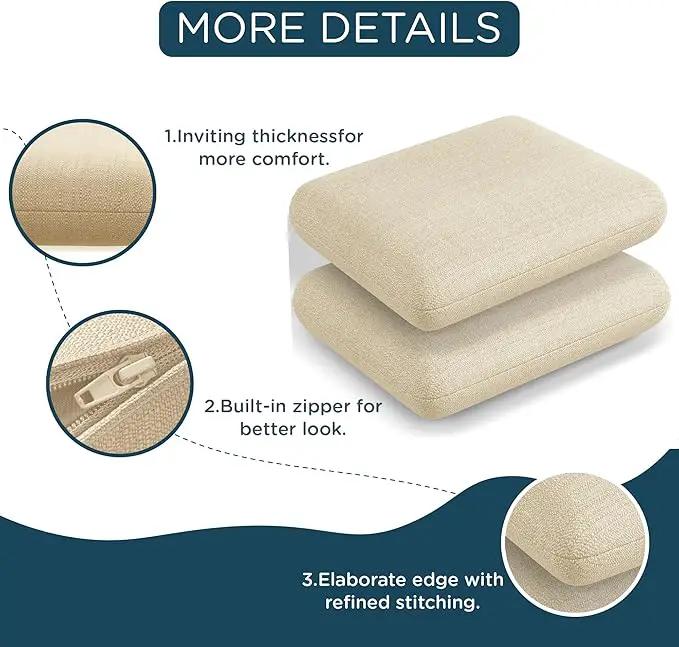 Codi Patio Chair Cushions 19x19 Inch, Waterproof Seat Cushion for Outdoor Furniture with Textured Fabric, Handles & Adjustable Straps, Fade Resistant - Set of 2, Beige by GreenHaven Gardens