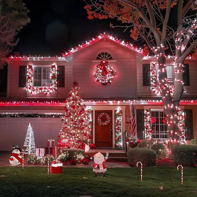 JMEXSUSS 2 Pack Red and White Solar Christmas Lights, Each 33FT 100 LED Solar String Lights Outdoor, Waterproof Solar Fairy Lights for Outside Christmas Decorations by GreenHaven Gardens