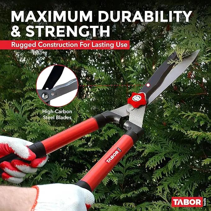 TABOR TOOLS B620A Hedge Shears with Wavy Blade for Trimming Borders, Boxwood, and Bushes, Manual Hedge Clippers with Comfort Grip Handles. by GreenHaven Gardens