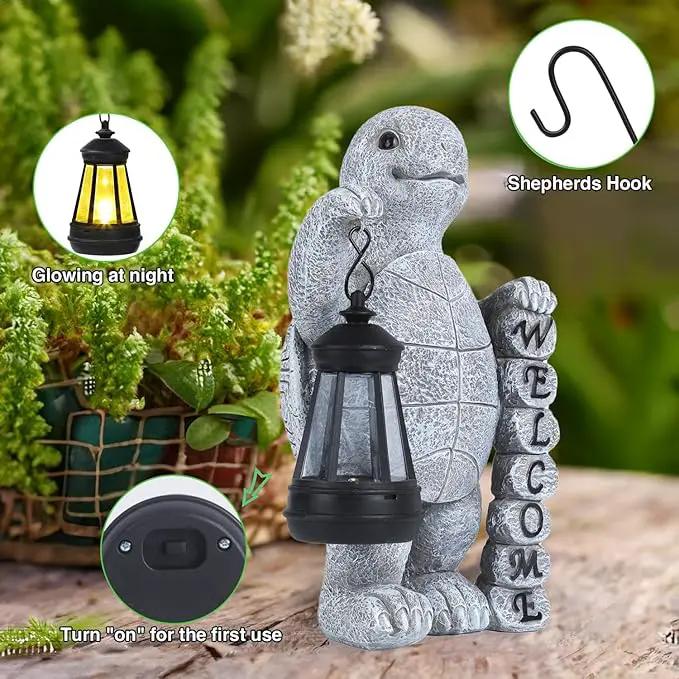 Turtle Solar Lights Outdoor Garden,Outdoor Solar Lights for Yard Decorations,Lantern Garden Decoration,Garden Decor,Turtle Garden Welcome Plaque Statue,-Unique Housewarming Gifts by GreenHaven Gardens