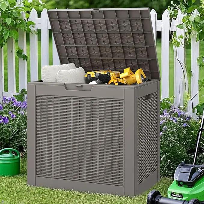 NUNU LAB 31 Gallon Outdoor Storage Box Waterproof,Indoor Outside Deck Boxes,Backyard Storage Bin For Package Delivery,Garden Tools,Patio Cushions,Pool Accessories,Storage Bench Lockable Lid by GreenHaven Gardens