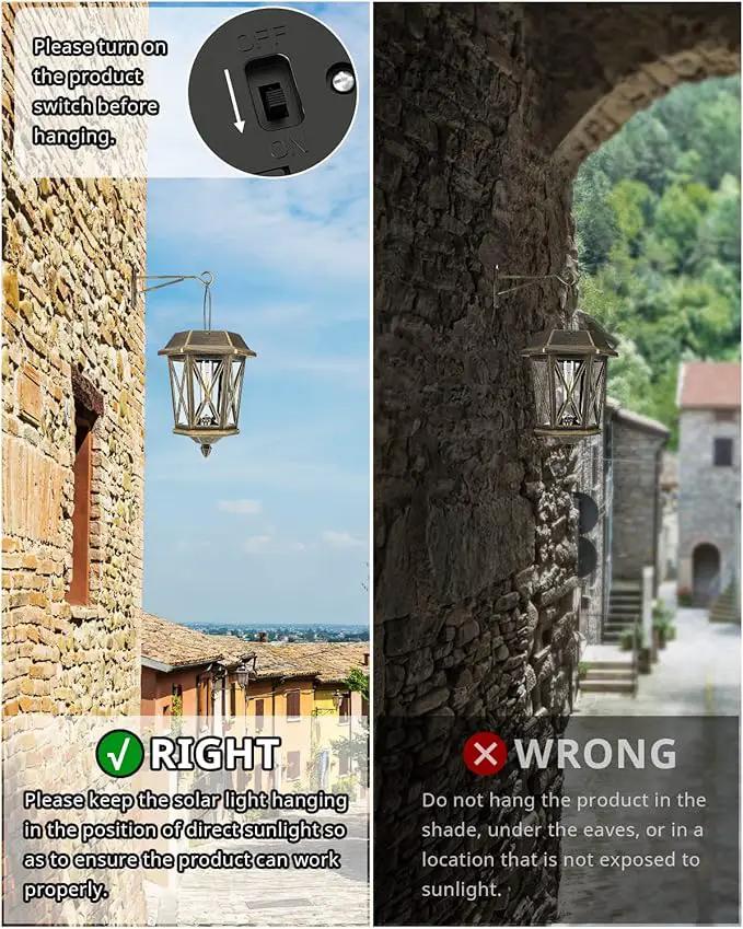 Solar Lantern Outdoor Waterproof, Metal Solar Lights Outdoor with Clear Glass, LED Solar Powered Lights Wall Mount for Yard Garden Wall Outdoor, Bronze - 2 Pack by GreenHaven Gardens