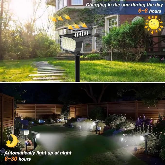 Solar Spot Lights Outdoor Waterproof IP65, 12 Pack Landscape Spotlights with 46 LEDs, 3 Modes Auto On/Off Solar Powered Flood Lights for Outside Pathway, Yard, Garden, Walkway (Cool White) by GreenHaven Gardens