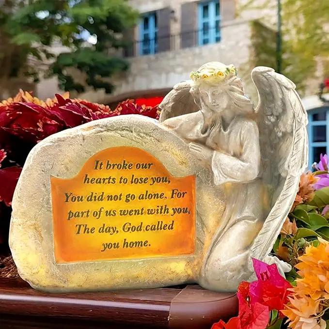 DKJOCKY Solar Angels for Cemetery, Angels Memorial Stone Gifts with Solar LED Light Garden Statues Grave Decorations for Cemetery, Sympathy Gifts for Loss of Loved One by GreenHaven Gardens