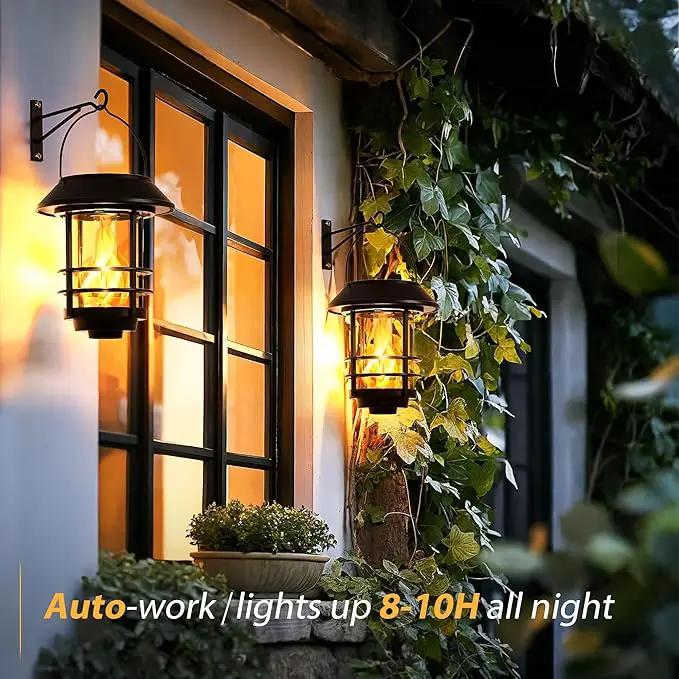 Otdair Solar Wall Lantern Outdoor, Flickering Flames Solar Sconce Lights Outdoor, Hanging Solar Lamps Wall Mount for Front Porch, Patio and Yard, 4 Pack by GreenHaven Gardens