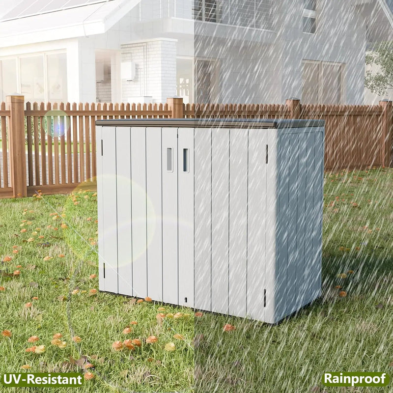 HOMSPARK 37 Cu.Ft Outdoor Storage Shed Weather Resistant, Multi Functional | Double-Wall Resin Storage Sheds & Outdoor Storage Box Waterproof for Backyard Garden Patio Lawn (Light-Grey) by GreenHaven Gardens