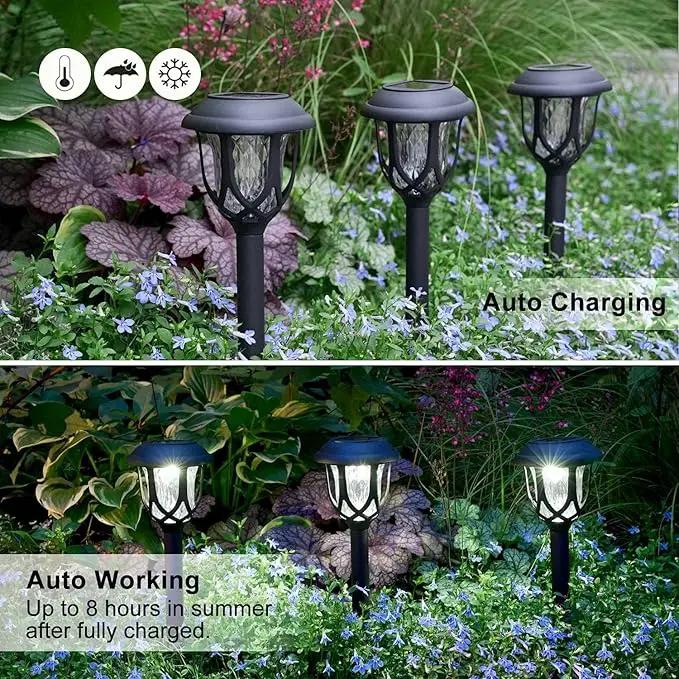 10 Pack Solar Lights Outdoor Decorative, Solar Pathway Lights Outdoor, Solar Powered Garden Yard Lights for Walkway Sidewalk Driveway. (Black, Cool White) by GreenHaven Gardens