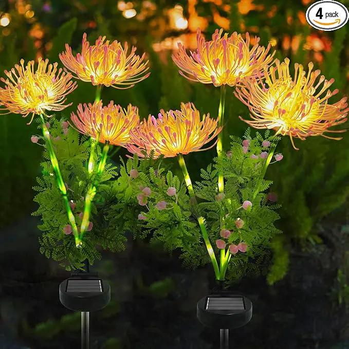 Solar Garden Lights Outdoor - 4 Pack Solar Flower Light Waterproof with Glowing Flowers & Stems for Garden Decoration,Yard Landscape Path Decor and Gift for Mother by GreenHaven Gardens