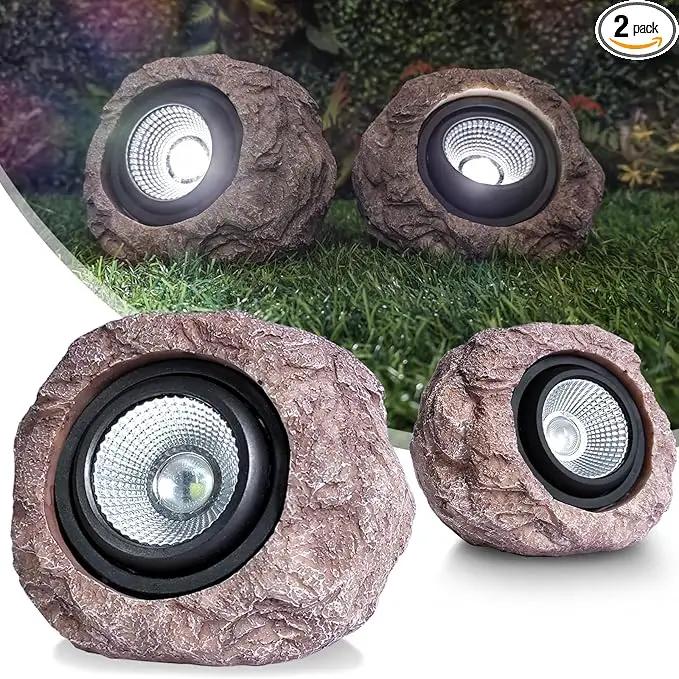 Outdoor Solar Rock Light, Waterproof LED Solar Spotlight, Garden Landscape Lights, Decorative Garden Rock Lights for Paths, Sidewalks, Patio and Landscaping - 2 Pack by GreenHaven Gardens