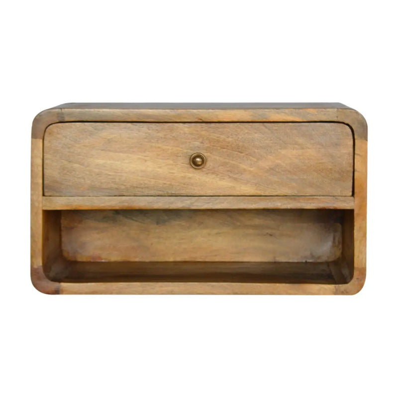 Solid Wood Floating Curve Open Slot Nightstand by HouseOfZazla
