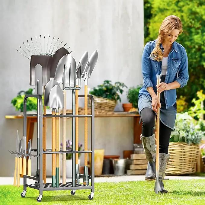 EVERHANGER Garden Tool Organizer and Storage, Yard Tool Stand Garage Tool Organization, Yard Tool Racks for Indoor/Outdoor Use by GreenHaven Gardens
