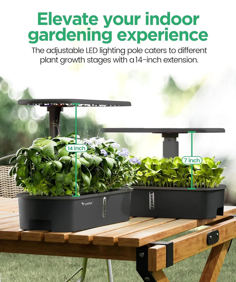 LETPOT LPH-Air Hydroponics Growing System Kits, APP & WiFi Controlled Smart Indoor Garden with 24W Grow Light Full Spectrum, 10 Pods Planter Indoor Gardening for Gifts, Kitchen, Vegetable (Black) by GreenHaven Gardens