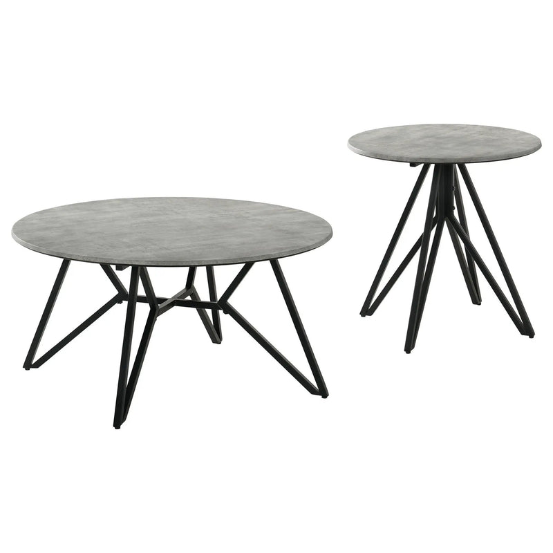 Hadi 2-piece Round SmartTop Coffee and End Table Set Cement by Unique Piece Furniture