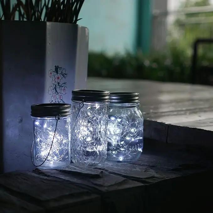 Decorman Solar Mason Jar Lights, 12 Pack 30 LED Fairy Star Firefly String Lids Lights with 12 Hangers for Patio Yard Garden Party Wedding Christmas Decoration(Jars Not Included) (12 Pack, Cool White) by GreenHaven Gardens