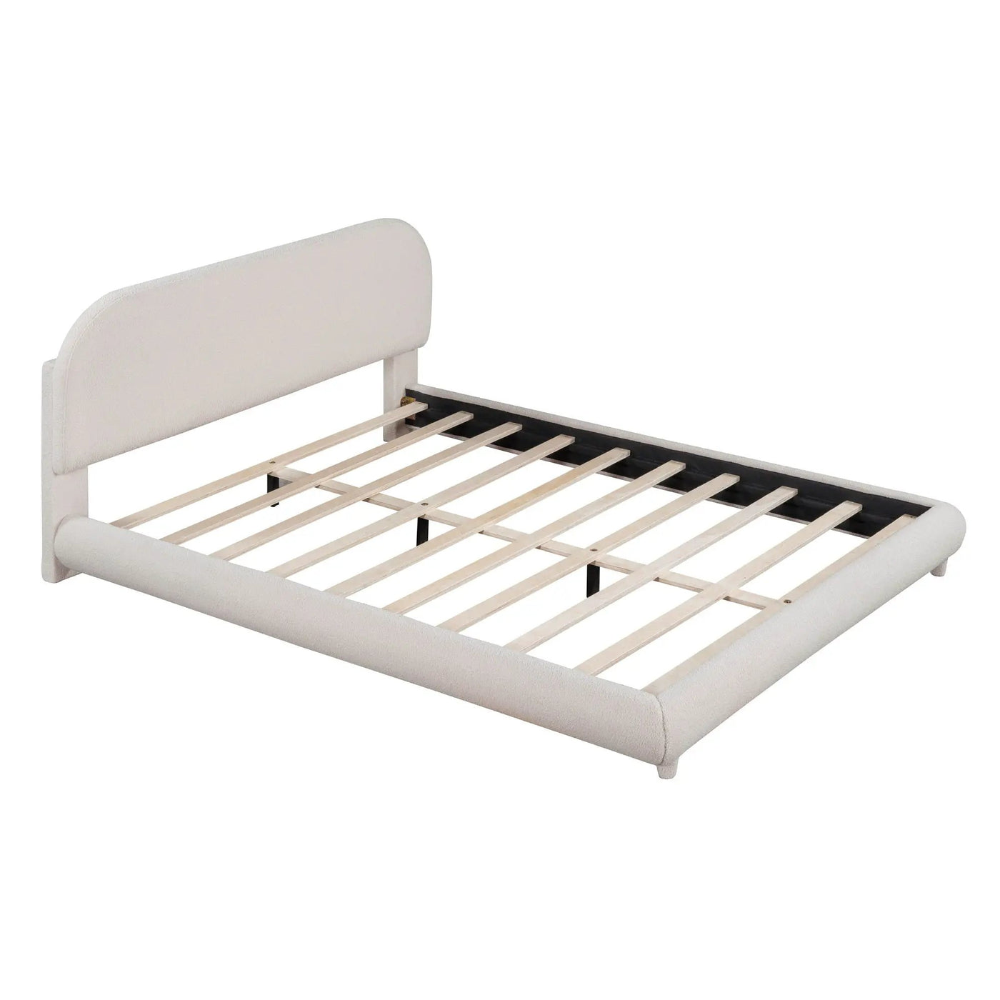 Upholstered Platform Bed With Thick Solid Frame And Stylish Curve-Shaped Design by HouseOfZazla