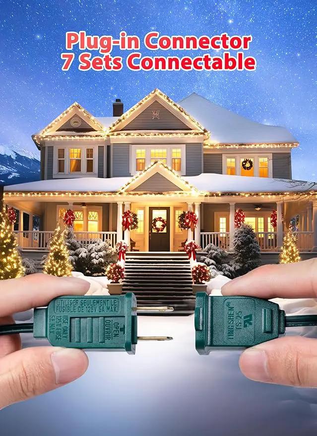 C9 LED Christmas Lights Outdoor, 100 Feet C9 String Lights with 100 Shatterproof Matte Bulbs, Connectable Waterproof Christmas Tree Lights for Holiday Roofline Backyard Garden Decor, Warm White by GreenHaven Gardens
