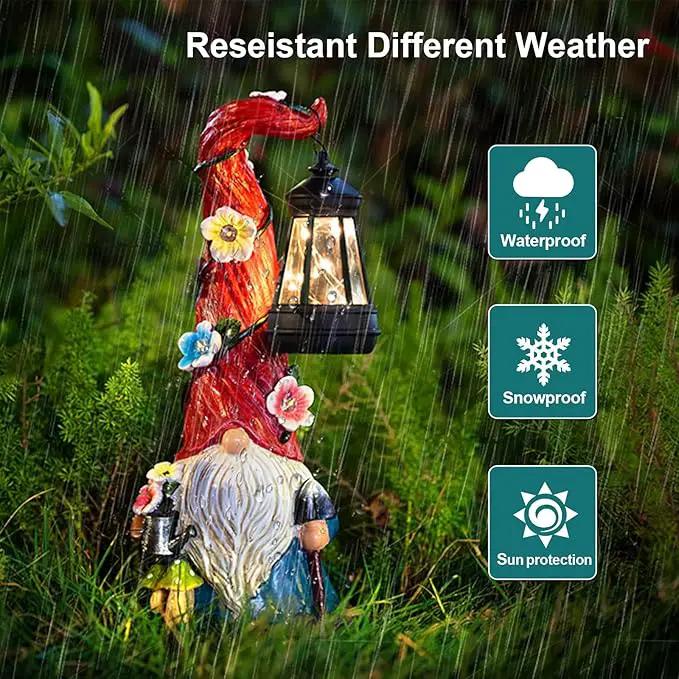 Solar Gnome Garden Statue Lights Gnome Figurine with Solar Lantern, Outdoor Garden Succulent Waterproof Ornaments Decorations for Yard, Lawn, Patio – Ideal Gift for Women, Mom, Grandma, Etc. by GreenHaven Gardens