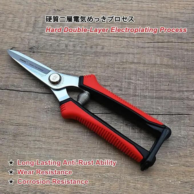 TONMA Pruning Scissors [Made in Korea] 7.5" Rugged yet Lightweight Pruning Shears for Gardening with Ergonomics Grip, Japanese Craft Hard Chrome Plated Sharp Stainless Steels Garden Snips by GreenHaven Gardens