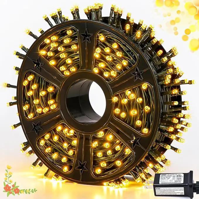 JMEXSUSS 500 LED Christmas Lights Outdoor, 173ft Warm White String Lights for Outside, 8 Modes Plug in Twinkle Light for Holiday Tree Indoor Ceiling House Decorations by GreenHaven Gardens