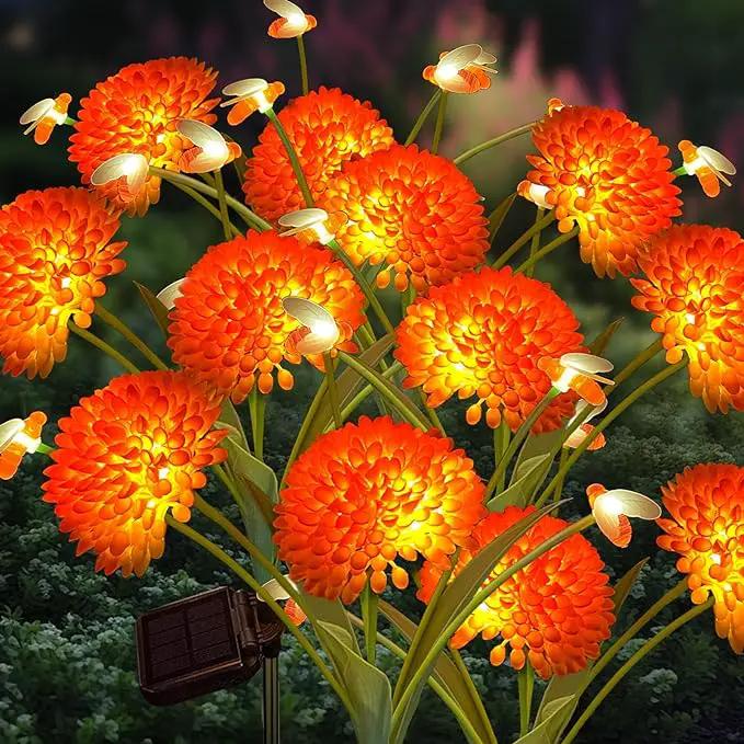 Solar Garden Lights, 8 Pack Solar Swaying Bee Lights with Flowers, Waterproof Solar Firefly Lights Outdoor for Garden Patio Yard Pathway Fall Decoration, Gifts for Women Mother's Day by GreenHaven Gardens