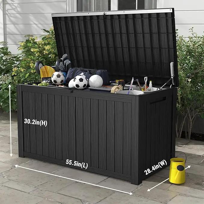 Mars Villa 180 Gallon Outdoor Storage Box Waterproof, Extra Large Resin Deck Box, Outside Storage Bin for Patio Furniture Cushions, Pool Supplies, Sports Gear, UV Resistant and Weatherproof, Black by GreenHaven Gardens