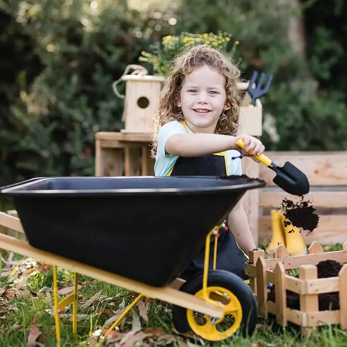 Stanley Jr. Kids Wheelbarrow Set – 6-Piece Durable Toddler Wheelbarrow & Garden Tools – Child Outdoor Toy for Ages 3+ – Fun, Educational Backyard Play with Apron, Gloves & Tools by GreenHaven Gardens