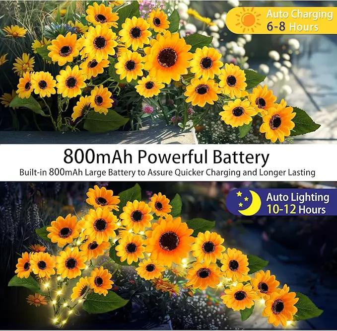 Solar Garden Lights Outdoor, 4 Pack Sunflower Lights with 92 Lifelike Sunflower, Waterproof 360 Bright LED Fall Garden Decor Solar Flowers for Patio Flowerbed Yard, Gift for Mom by GreenHaven Gardens