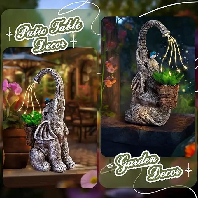 Eletorot Solar Elephant Garden Statues Lights: Garden Decor Elephant Figurines, Yard Decorations for Outdoor, Elephant Gifts for Women Mom Grandma by GreenHaven Gardens