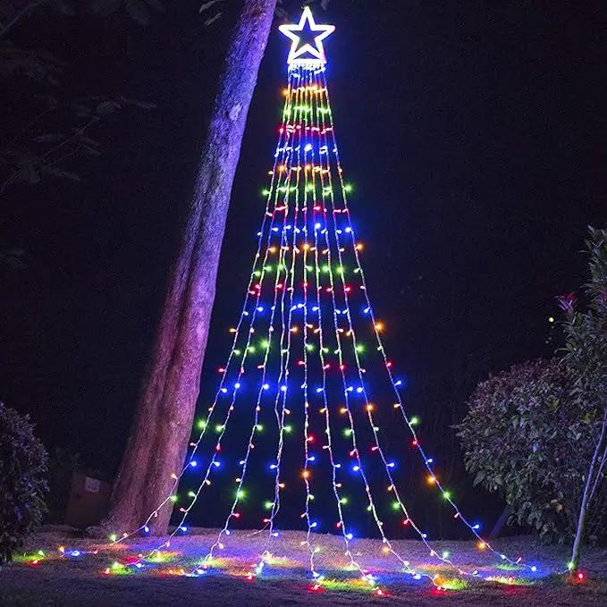 Christmas Decoration Lights, Outdoor Christmas String Lights 320 LED 11.5 Ft Waterfall Tree Lights with Big Star Topper 8 Light Modes for Christmas New Year Holiday Garden Yard Indoor Outdoor Decor by GreenHaven Gardens
