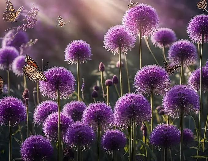Purple Allium Bulbs for Planting - Easy to Grow Perennial Flowers, Top Size Bulbs, Large Spherical Blooms (20 Bulbs) by GreenHaven Gardens