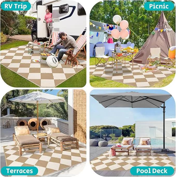 HEBE Outdoor Rug Waterproof 8x10, Plastic Straw Rug Camping Rug, Reversible Outdoor Patio Rugs RV Mat Clearance, Indoor Outside Floor Carpet for Porch,Deck,Camper,Balcony,Backyard by GreenHaven Gardens