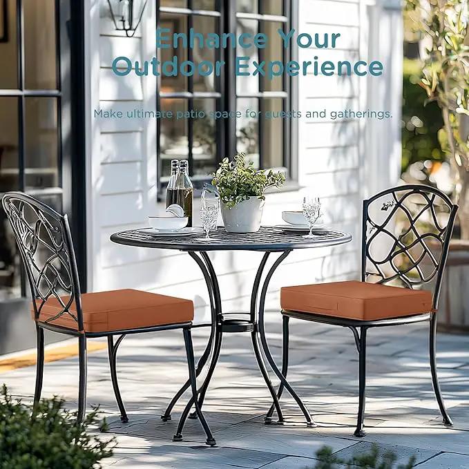 Codi Outdoor Cushions for Patio Furniture 24x24 Inch, Waterproof Chair Seat Cushion with Handles & Adjustable Straps, Fade Resistant - Set of 2, Spice by GreenHaven Gardens