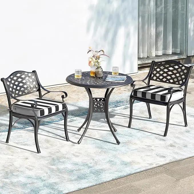 LVTXIII Patio Chair Cushions 22"x22"x3", Water-Repellent Outdoor Seat Cushions for Patio Furniture, Square Chair Pads with Ties for Home Garden Decoration, Set of 2, Cabana Black by GreenHaven Gardens