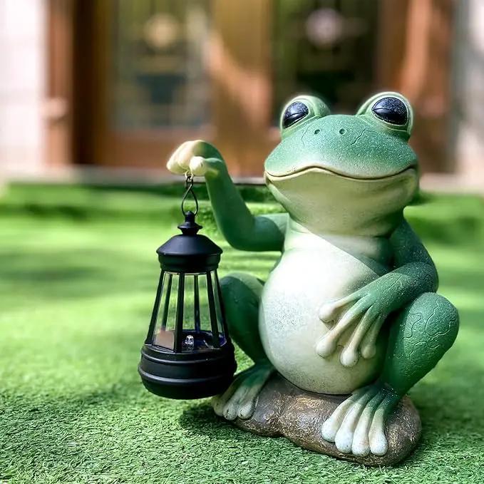 Large Frog Garden Decor for Outside Solar Powered Sculptures for Garden Patio Cute Animal Garden Statues Home Easter Ornaments, Gifts for Mom Grandma by GreenHaven Gardens