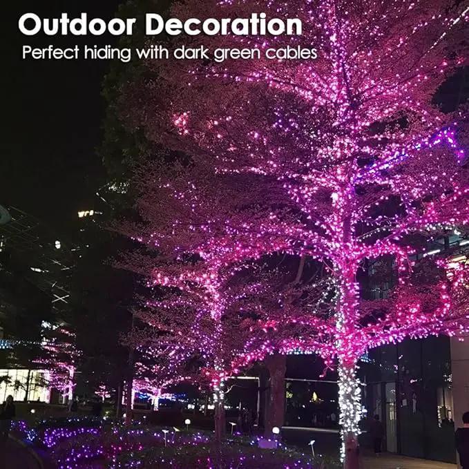 Christmas Light 1000 LEDs 336ft Green Cable Wire Fairy String Tree Twinkle Lights IP44 Waterproof 12 Modes for Christmas Party, Halloween, Outdoor, Garden, Wedding, Home Decoration (Purple) by GreenHaven Gardens