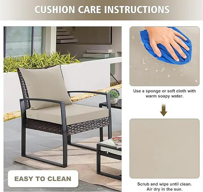 Outdoor Cushions for Patio Furniture, Waterproof Outdoor Chair Cushion w/Fade-Resistant, Removable & Machine-Washable Cover, 22x22 Inch, Deep Seat Sofa/Couch Pad Replacement – Set of 1/2/4, Cream by GreenHaven Gardens