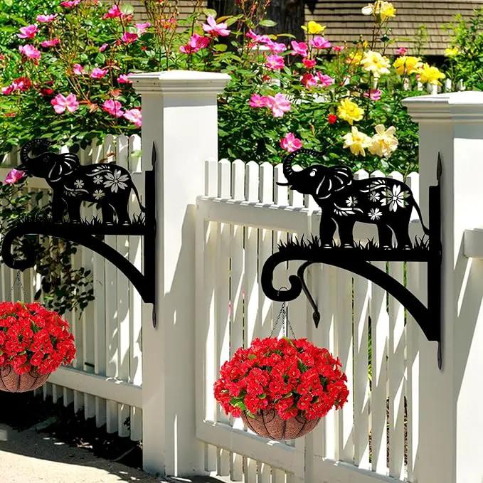 Hanging Plant Hanger Bracket, Heavy Duty Iron Wall Plant Hanger for Bird Feeder, Decorative Baby Elephant Silhouette Plant Hooks Hanging Plant Hangers Outdoor for Wind Chimes Flower Pot Lantern by GreenHaven Gardens