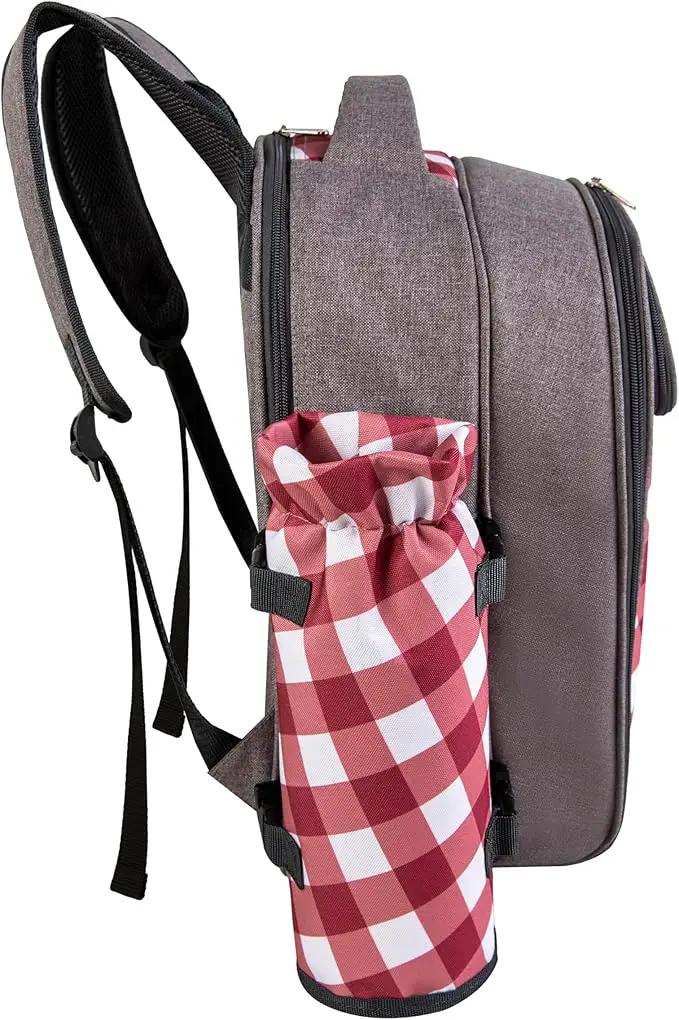 apollo walker Picnic Backpack Bag with Cooler Compartment, Detachable Bottle/Wine Holder, Fleece Blanket, Plates and Cutlery Set (2 Person, Gray) by GreenHaven Gardens