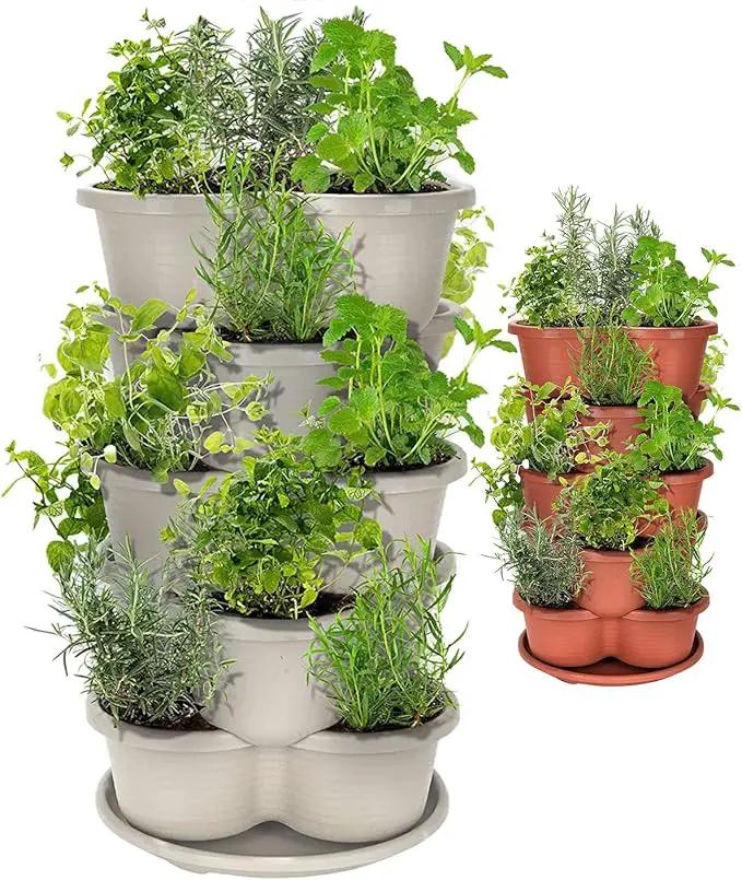 Amazing Creation Stackable Planter, Vertical Oasis Tiered Garden Planter, Grow Vegetables, Herbs, and Succulents with Ease by GreenHaven Gardens