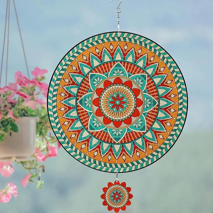 TUOKING Mandala Wind Spinners Outdoor Metal 3D Hanging Art Wind Spinner 12 Inch Stainless Steel for Yard and Garden Decoration Worth Gift for Women by GreenHaven Gardens