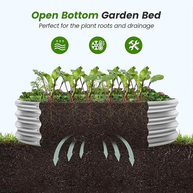 Land Guard Galvanized Raised Garden Bed Kit, Galvanized Planter Raised Garden Boxes Outdoor, Round Large Metal Raised Garden Beds for Vegetables …… by GreenHaven Gardens