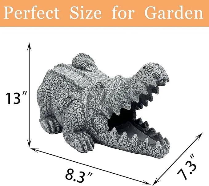 Realistic Crocodile Statue, Garden Rain Downspout Diverter, Splash Block & Gutter Extender, Decorative 3"x4" Gutter Extension, Outdoor Decor Sculpture, Unique Gutter Downspout Decoration by GreenHaven Gardens