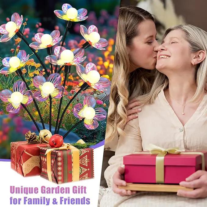 Solar Garden Lights Outdoor, NBQQ New Upgraded 4-Pack Firefly Solar Lights with Iridescent Petals & Warm White Glow - Waterproof Wind-Swaying Decor for Yard, Patio by GreenHaven Gardens