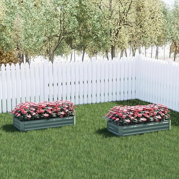 Aoodo 4 x 2 x 1 ft Raised Garden Bed for Patio Garden Lawn, Bed Only, Set of 2 by GreenHaven Gardens